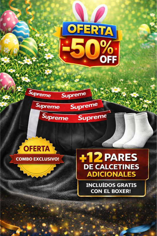 OFERTA BÓXER SUPREMO X12 - COMPRE 6 Y LLÉVESE 12 + 12 Calcetines+ Envío gratis + REGALO🎁